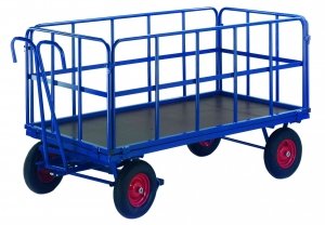 Handpritschenwagen mit 4 Stahlrohrgitterwänden  1.130 x 730 mm 